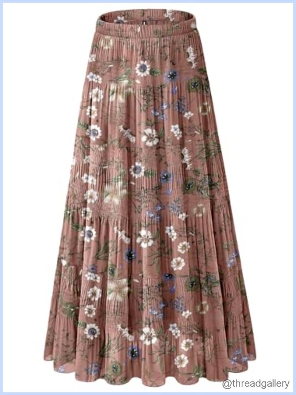 Chiffon Flowy Maxi Skirt Pleated A-Line Elastic Waist Boho Summer Long Skirt